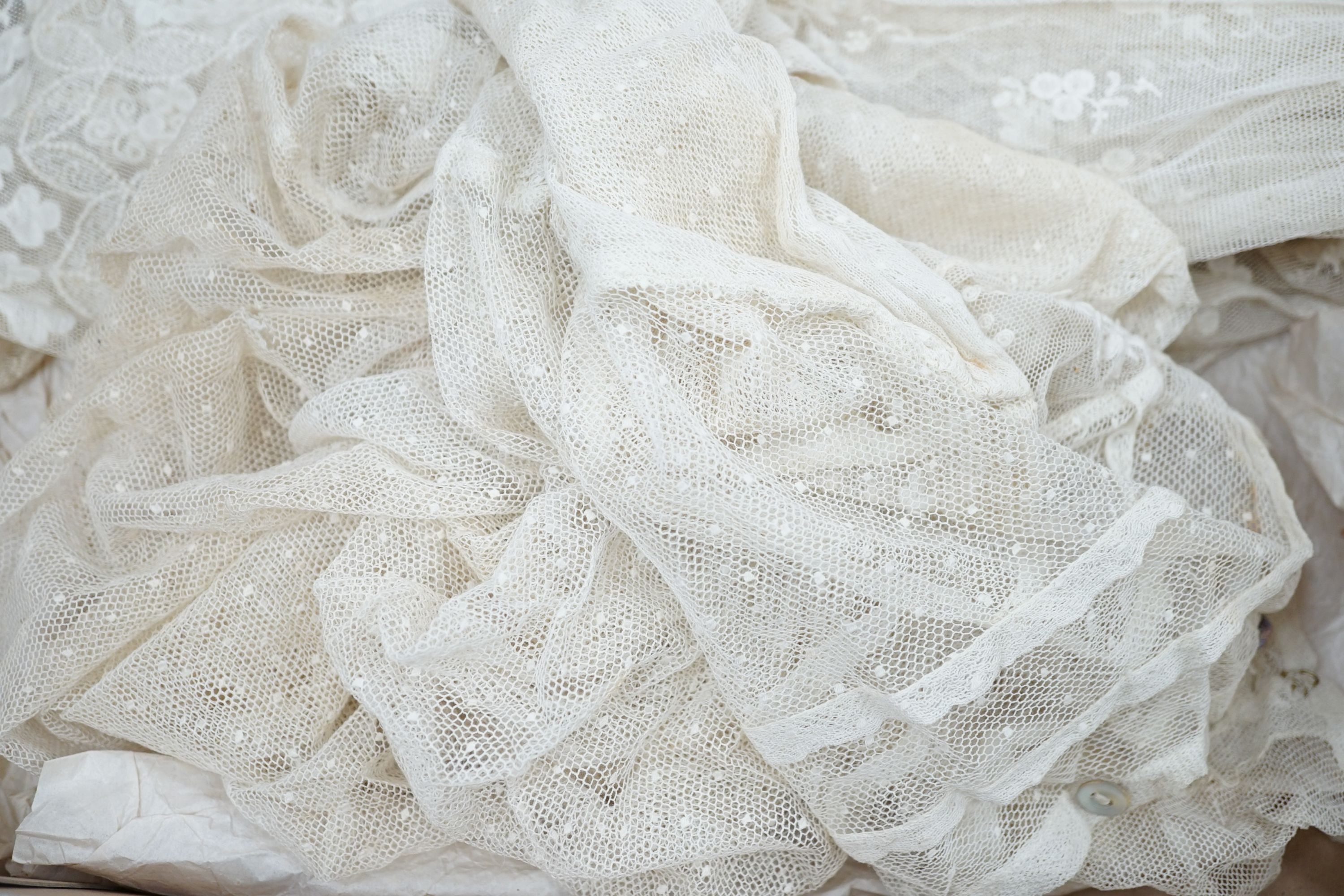 A lace jacket and five fine net and lace Edwardian ladies blouses.